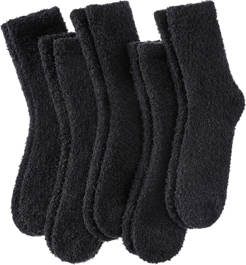 LINEMIN Mens Fuzzy Socks Cozy Fluffy Winter Warm Slipper Socks Microfiber Soft Home Sleeping Socks 5/6 Pairs - Image 1